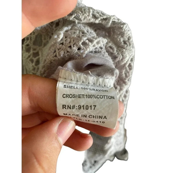 Solitaire Women's Gray Button Front Crochet Blouse Top Size Plus 1X - Picture 5 of 5